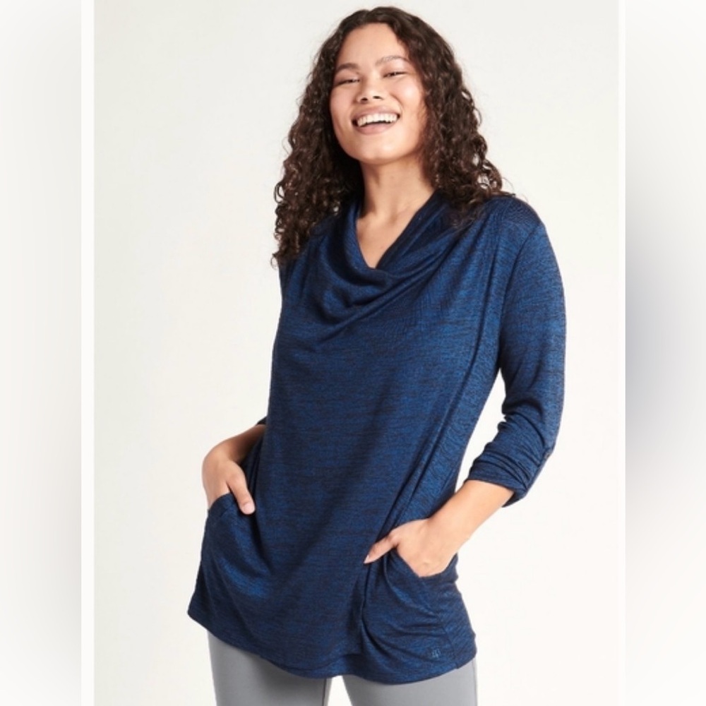 Betabrand Blue cardigan Heathered Draped Long Sleeve Sweater Women’s Size Small